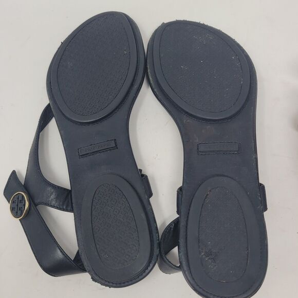 Tory Burch Minnie Travel Thong Sandals Black Leather Size 9, Designer Womens 98% - Picture 4 of 5